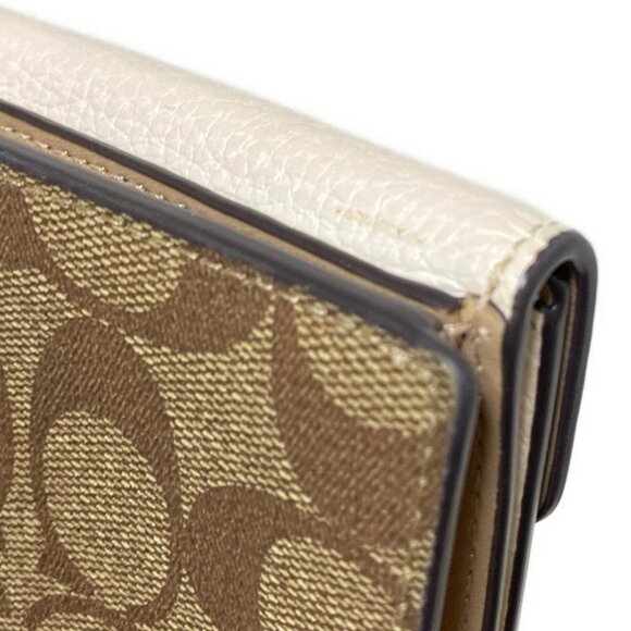 Auth COACH Signature C7805 Khaki White PVC Leather - Bifold Wallet - Picture 6 of 7